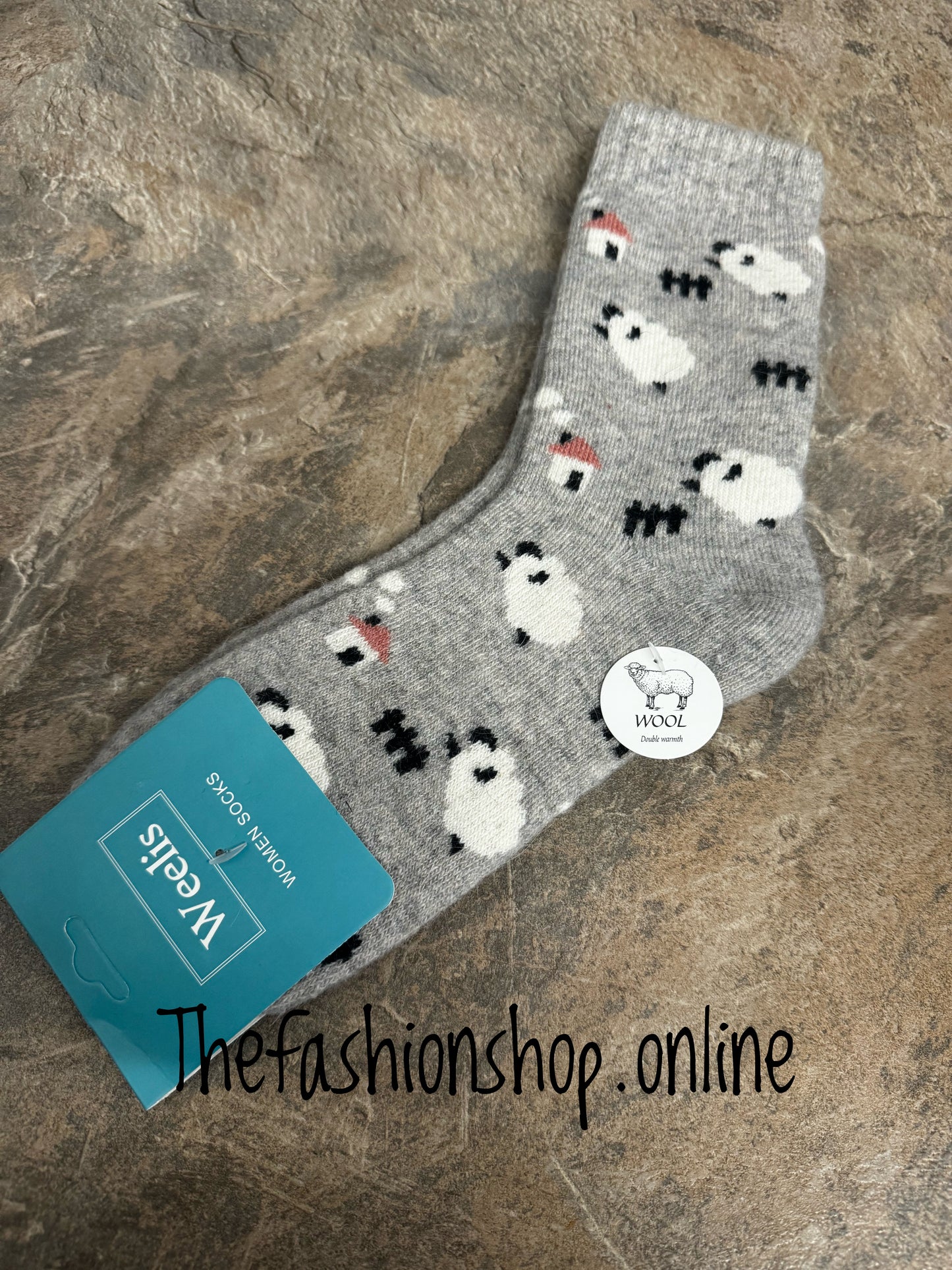 Grey wool mix sheep socks 3-8