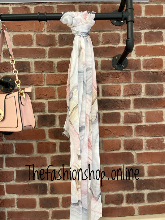 Red Cuckoo Pink and grey marble scarf