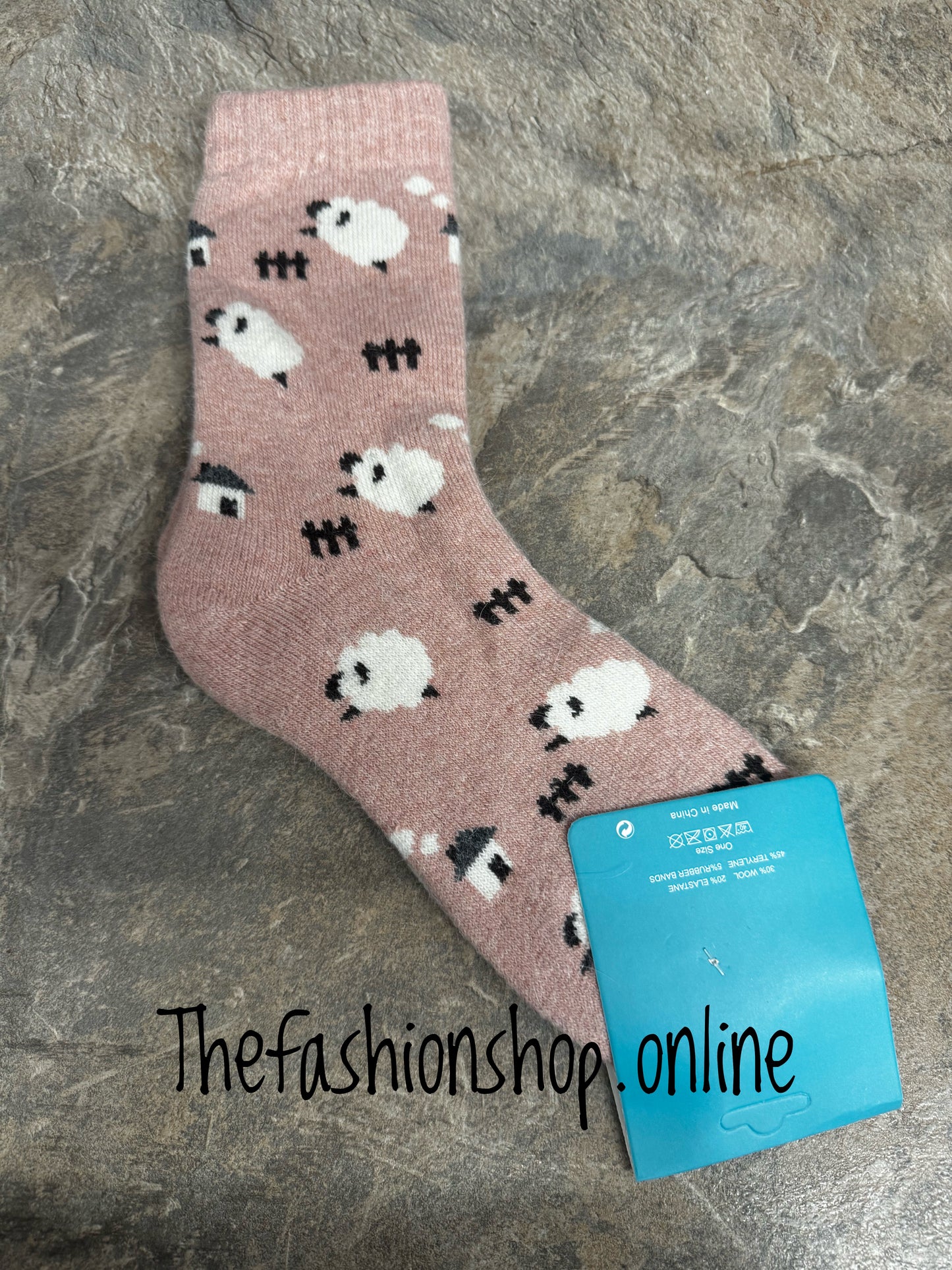 Pink wool mix sheep socks 3-8