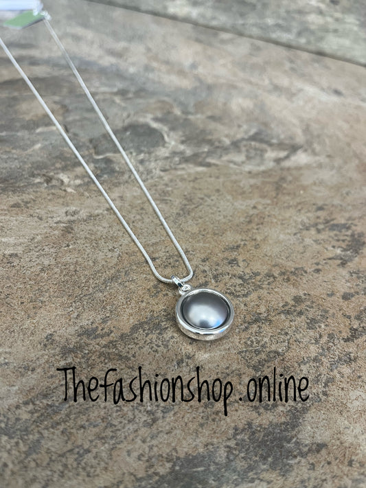 Sarah Tempest grey orb silver necklace