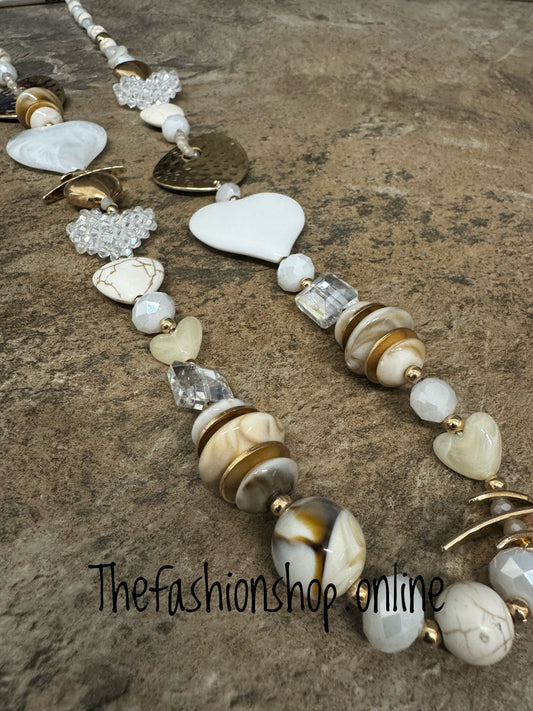 White and Gold Hearts necklace