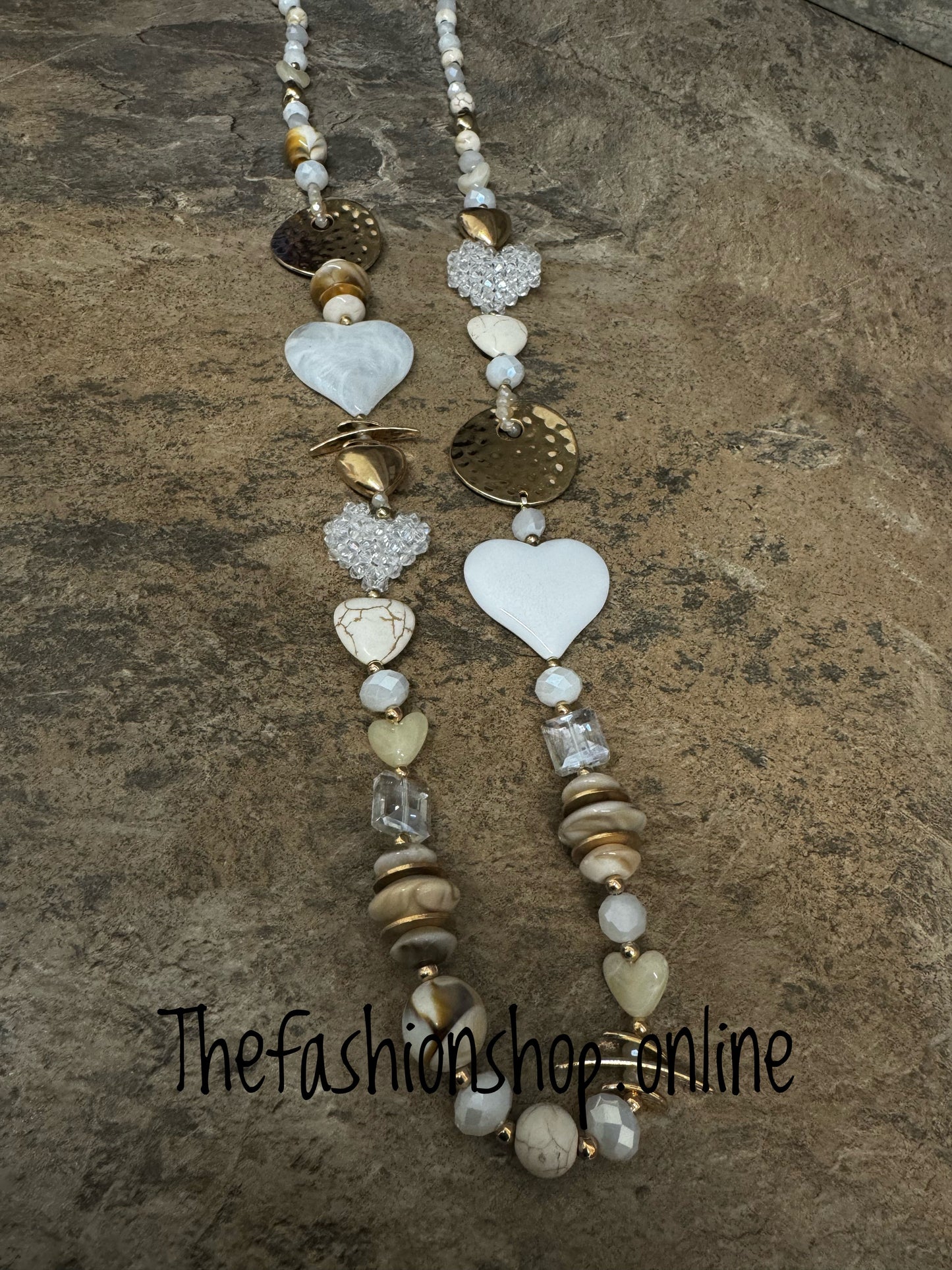 White and Gold Hearts necklace