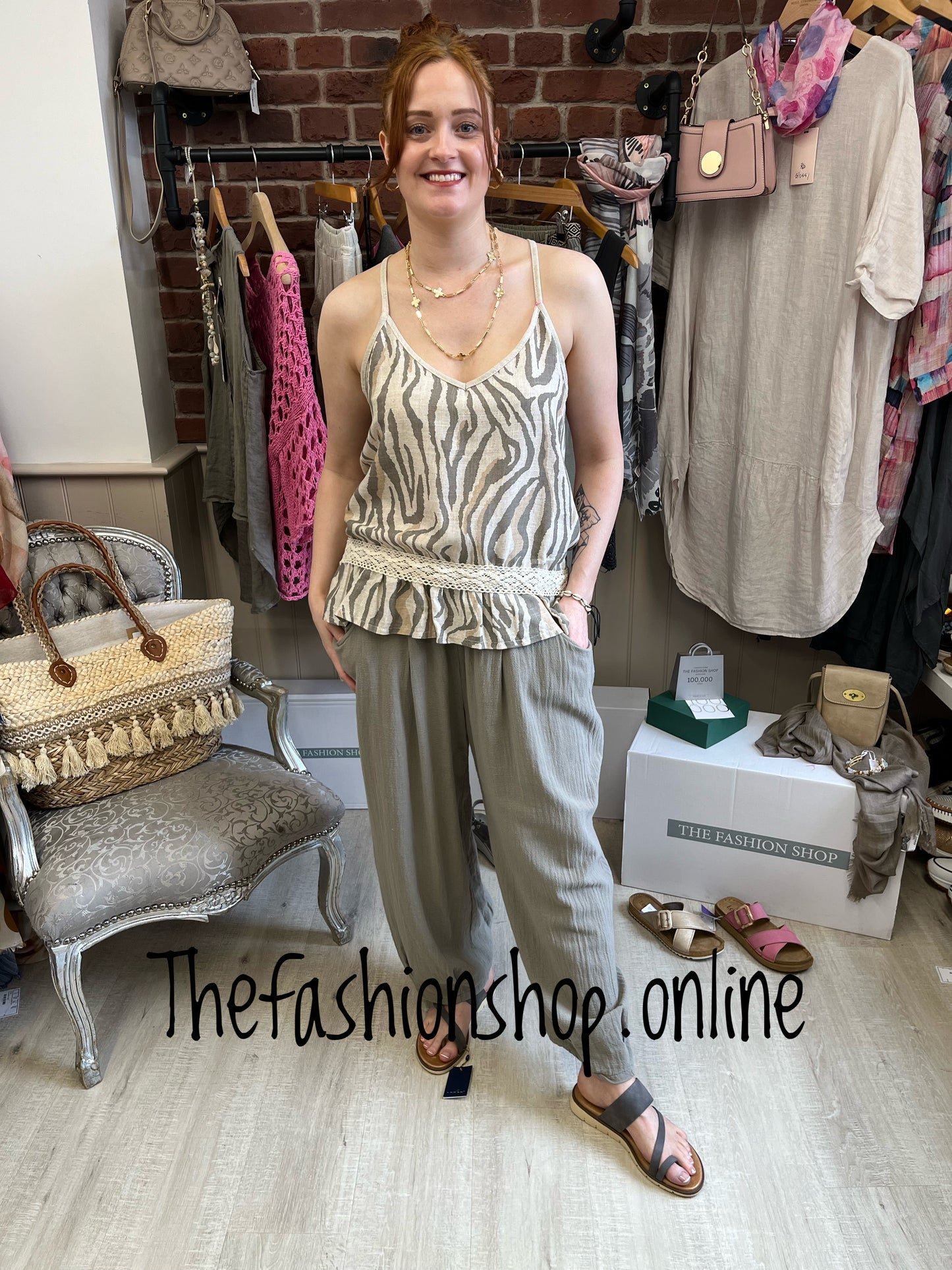 Mocha zebra print linen vest 10-14