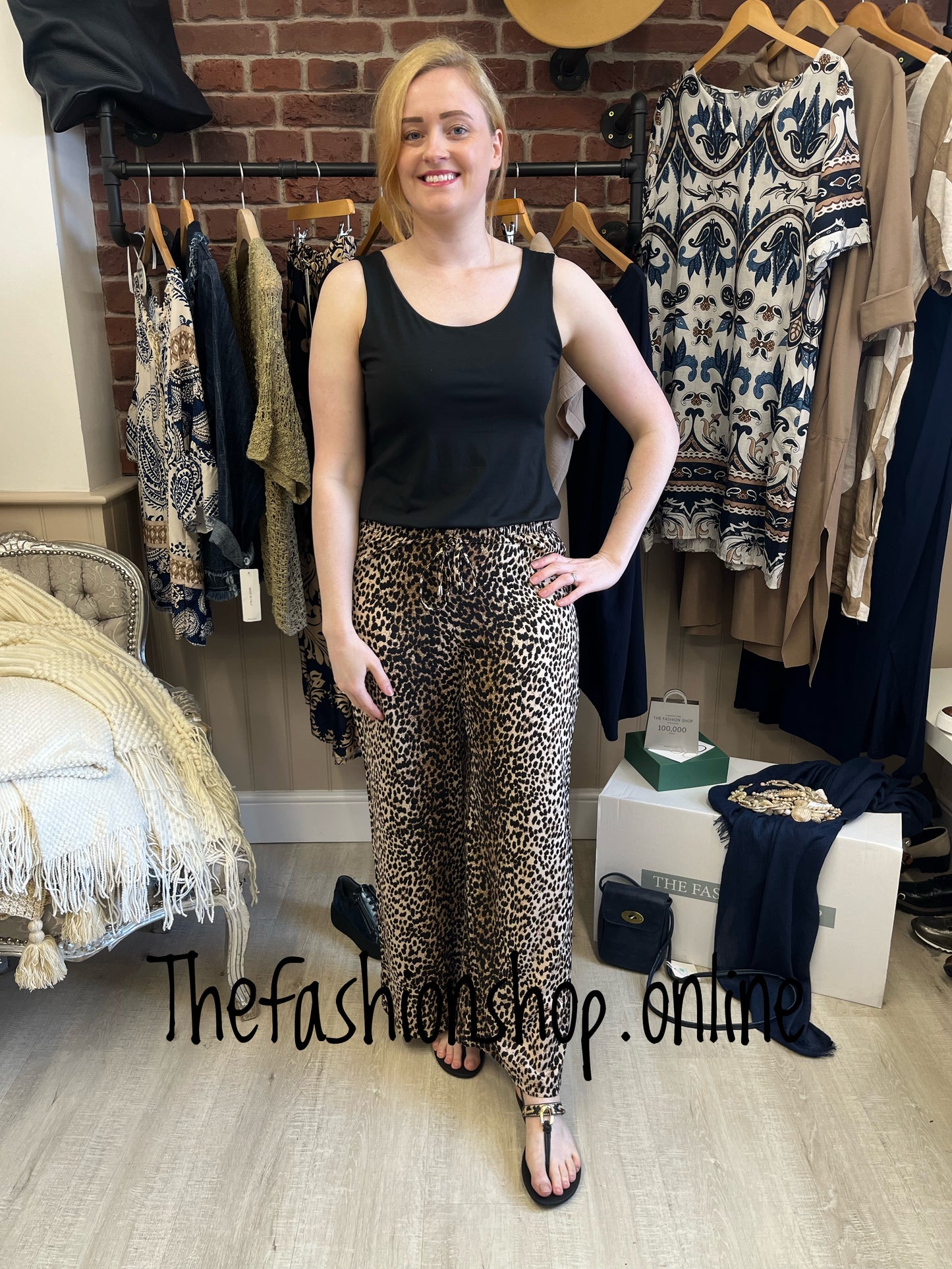 Saloos leopard print wide leg trousers sizes  12-22