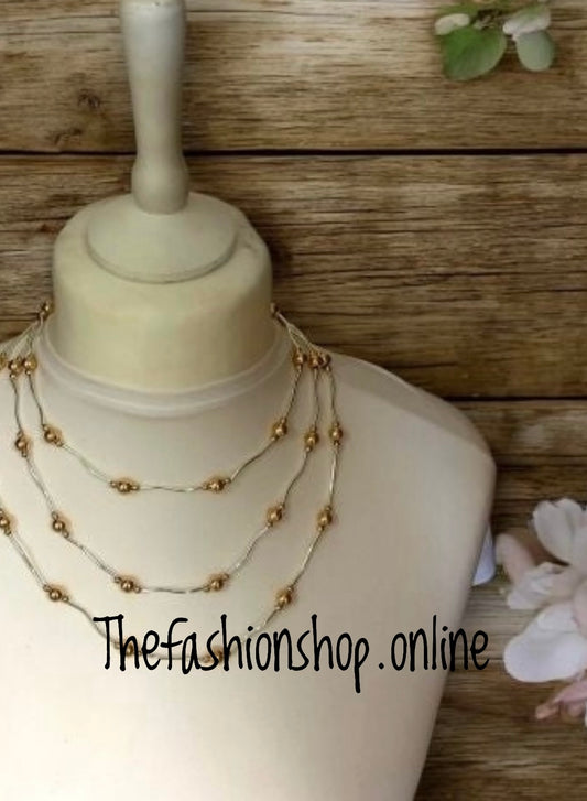 Multi-Strand Silver and Gold Necklace