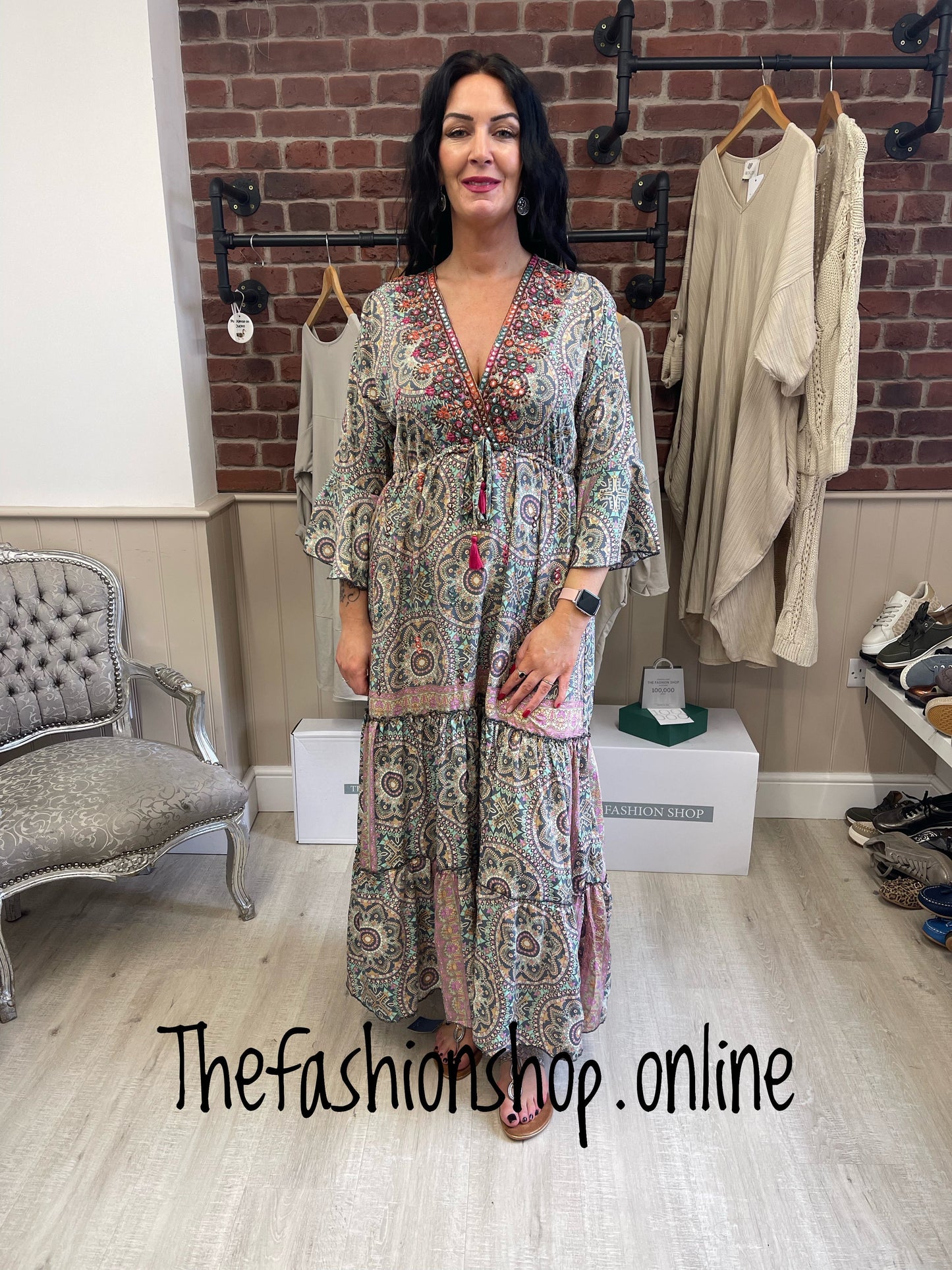 Silk mix paisley boho dress in 4 colours 8-16