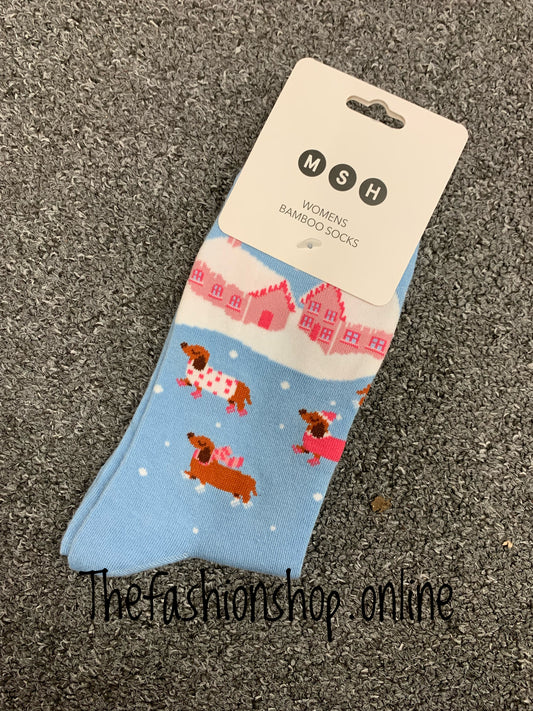 Snow dogs Christmas socks