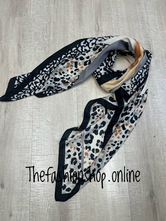 Animal print patchwork scarf