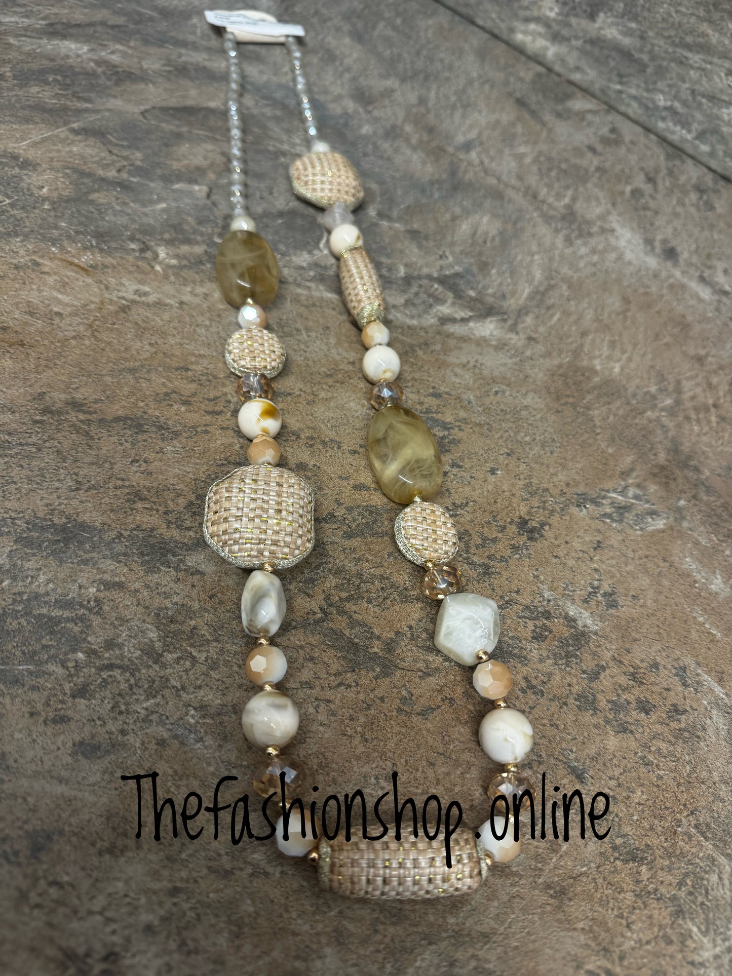 Stone Beige and Fabric necklace