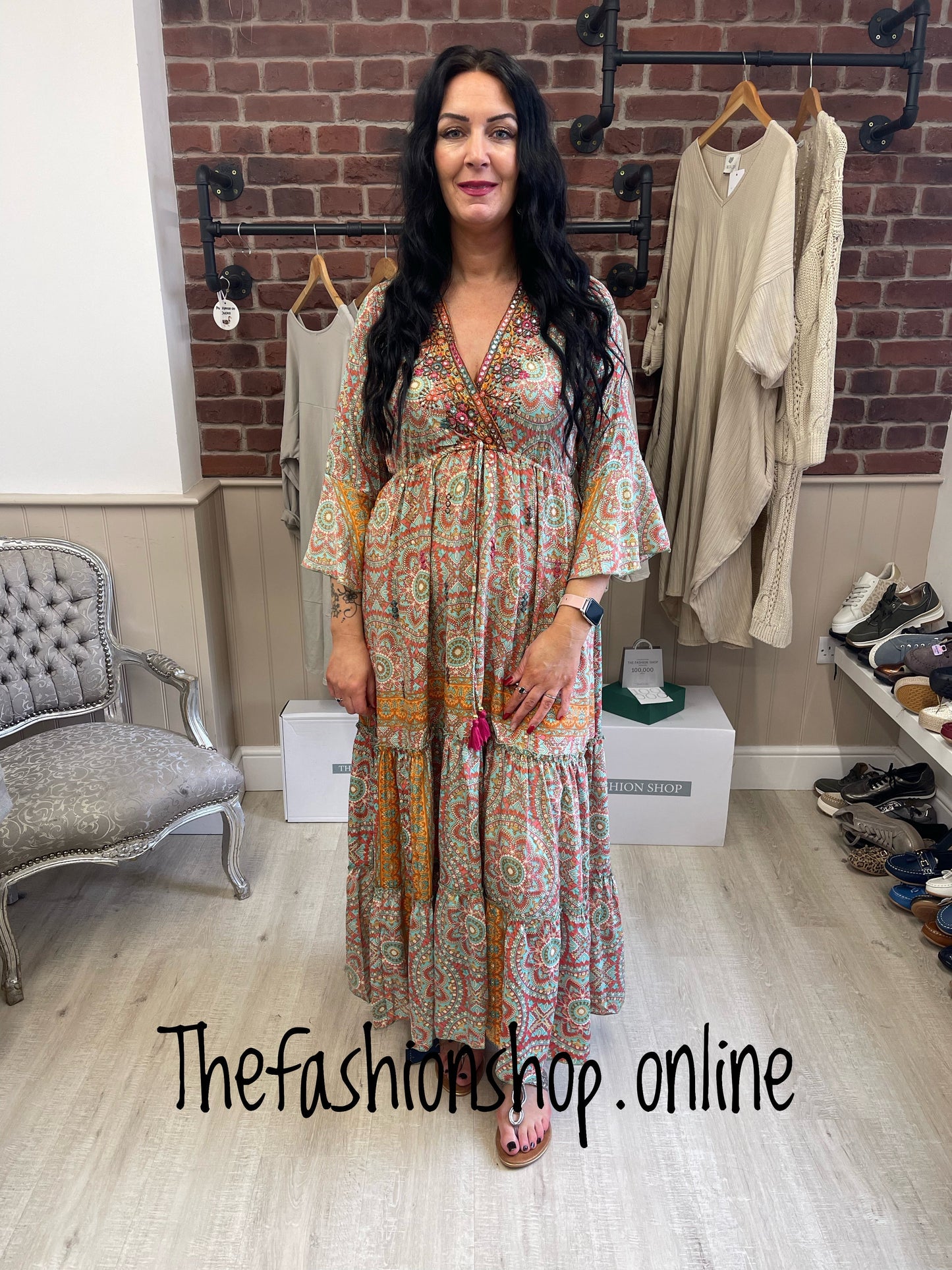 Silk mix paisley boho dress in 4 colours 8-16