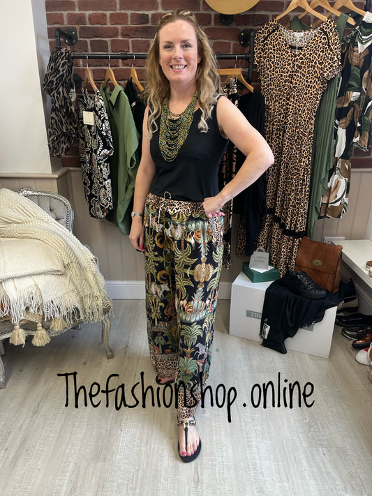 Black safari wide leg trousers 8-14