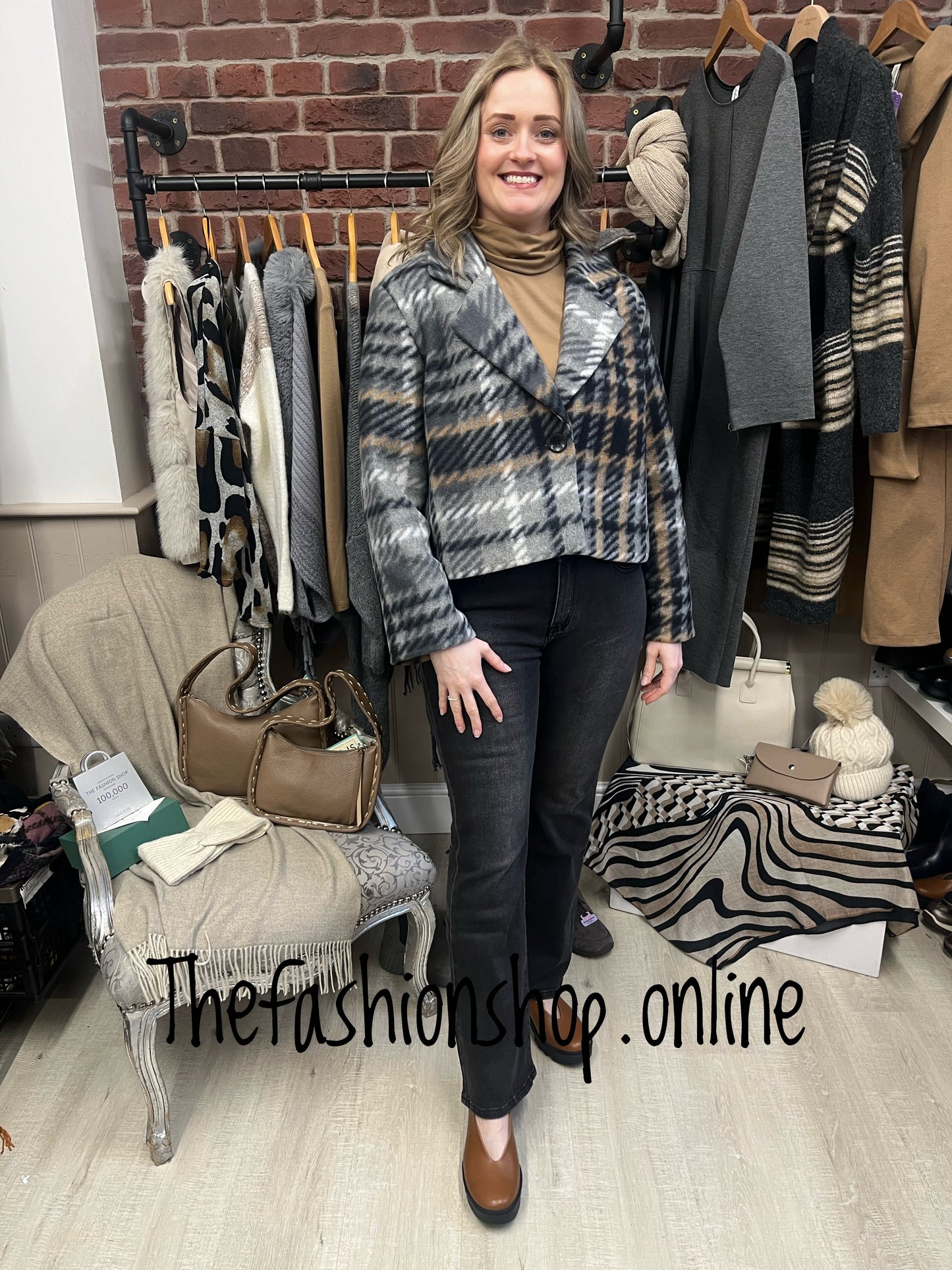 Sara grey tartan jacket 8-14