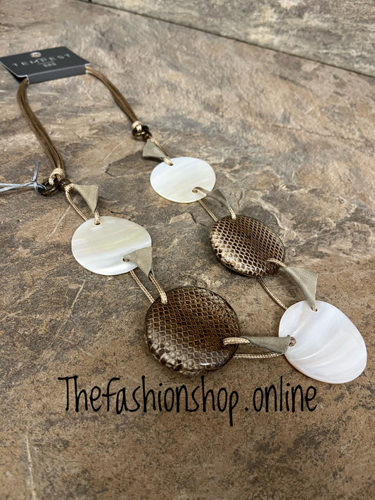 Sarah Tempest snake and shell discs necklace