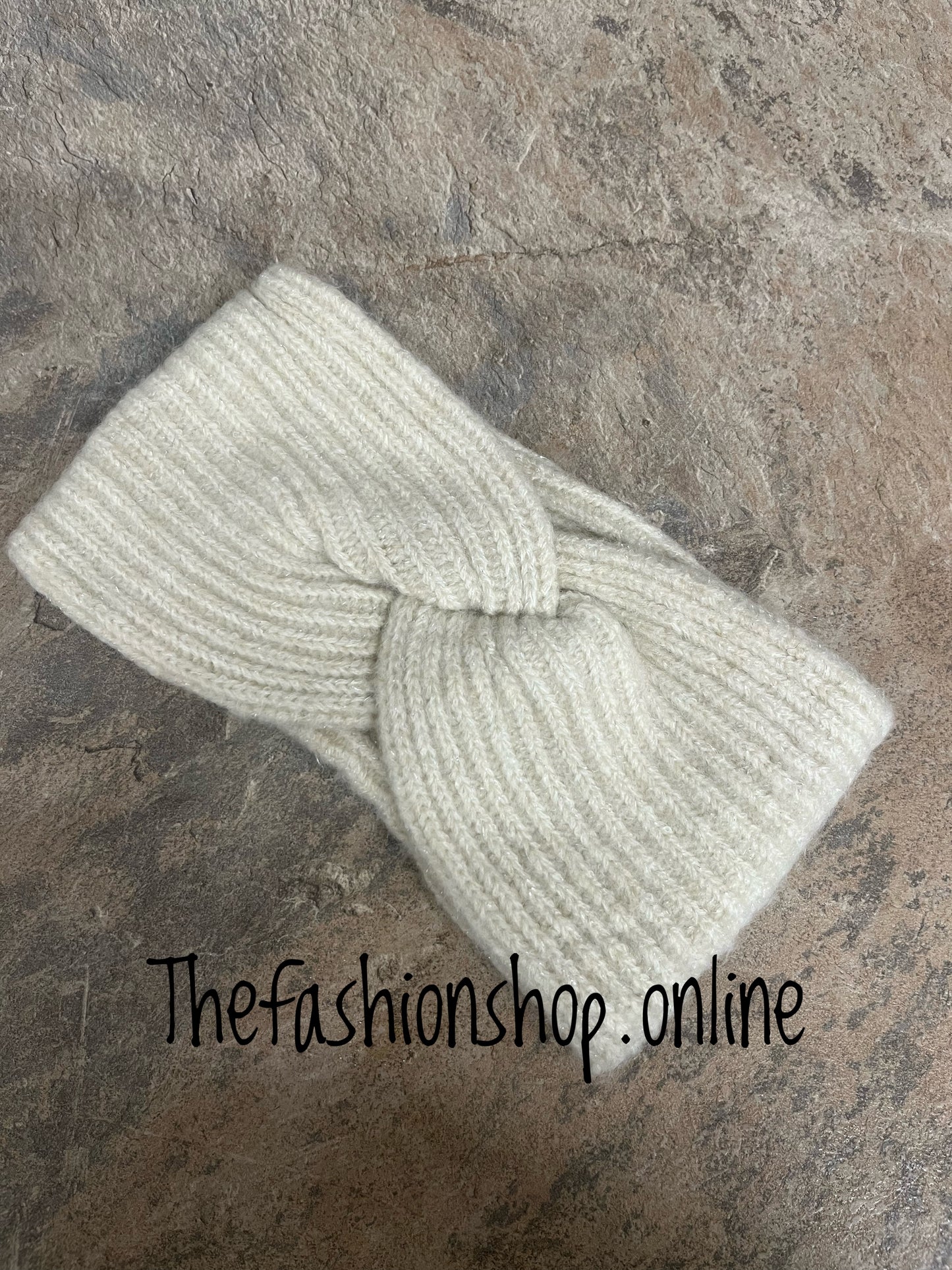 Cream twist knitted headband