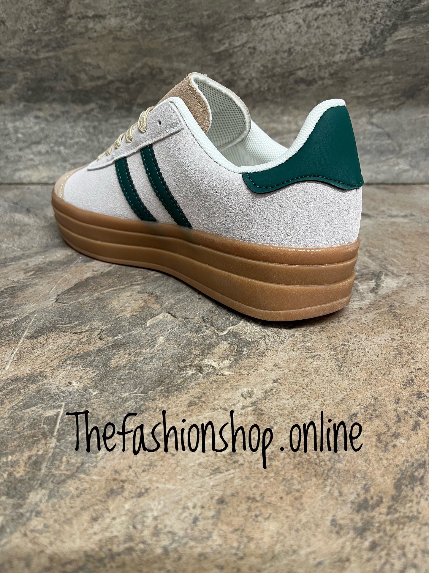 Dolly beige and green platform trainers sizes 3-8 (EU 36-41)