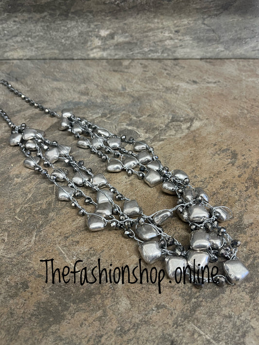 Silver sparkle layered necklace