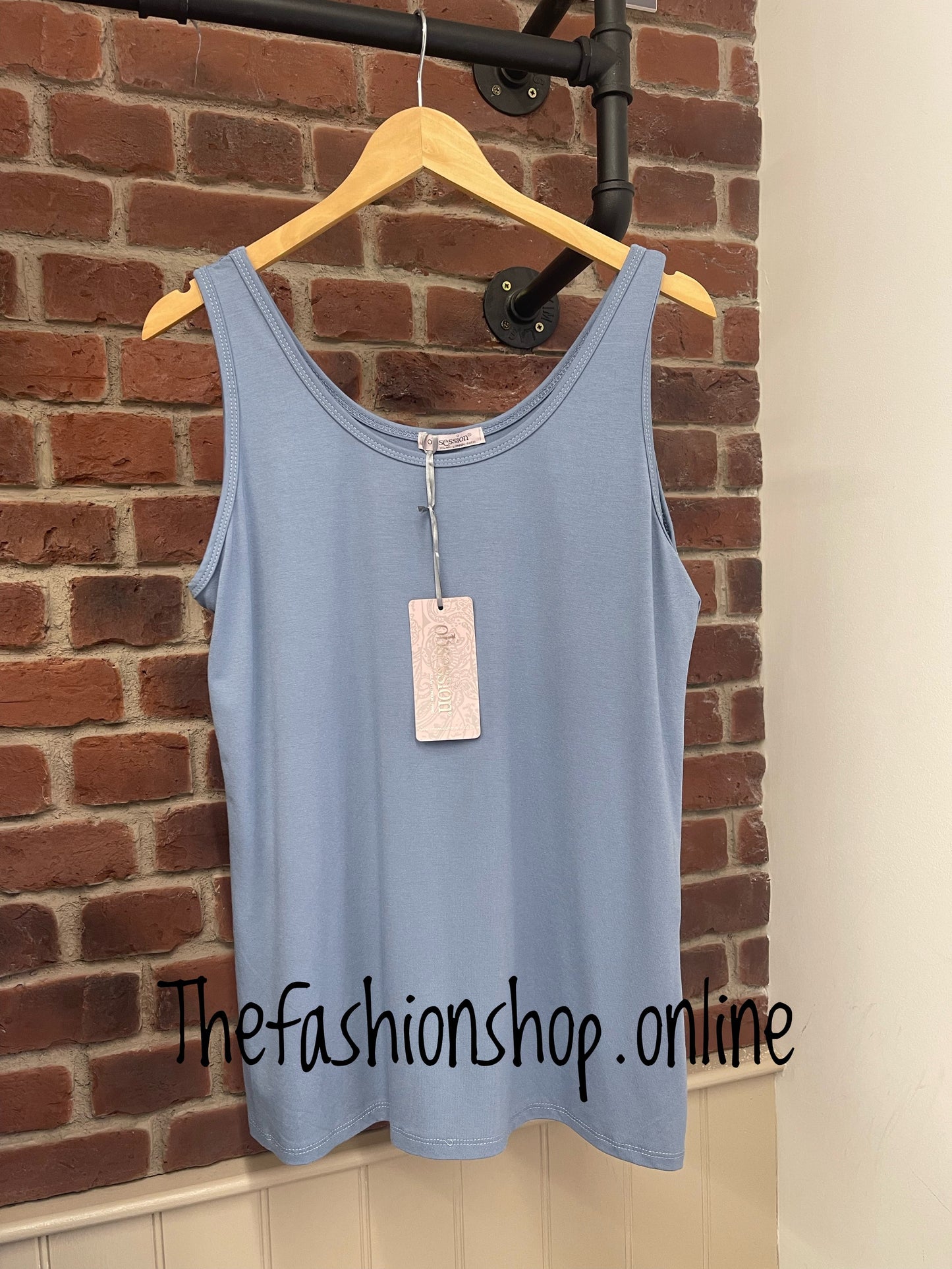 Denim blue quality round neck vest 10-16