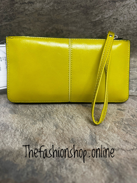 Lime small clutch bag with wrist strap