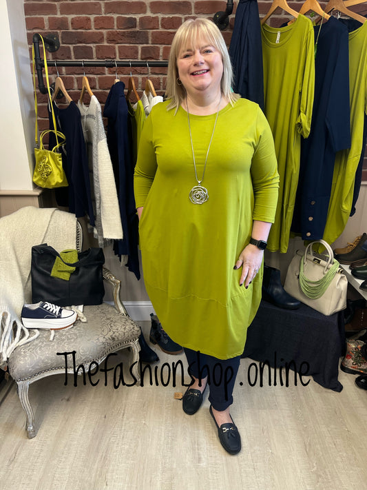 Lime 3/4 sleeve jersey dress 12-22