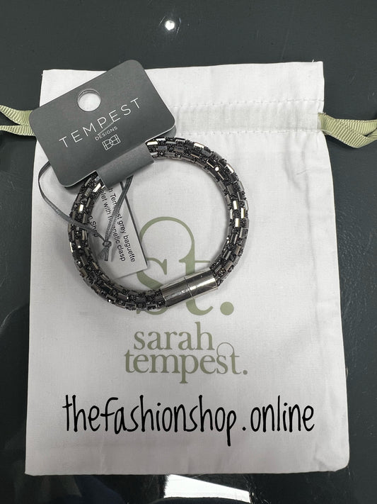 Sarah Tempest grey baguette bracelet with magnetic clasp