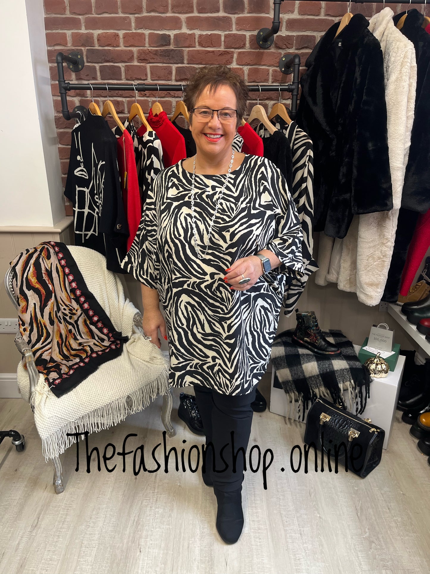 Zebra print silk feel tunic 16-22