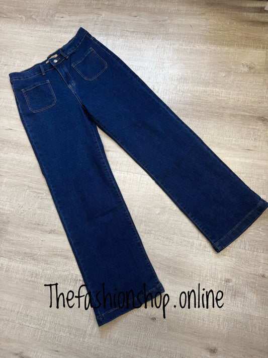 Maria dark denim wide leg jeans sizes 10-22