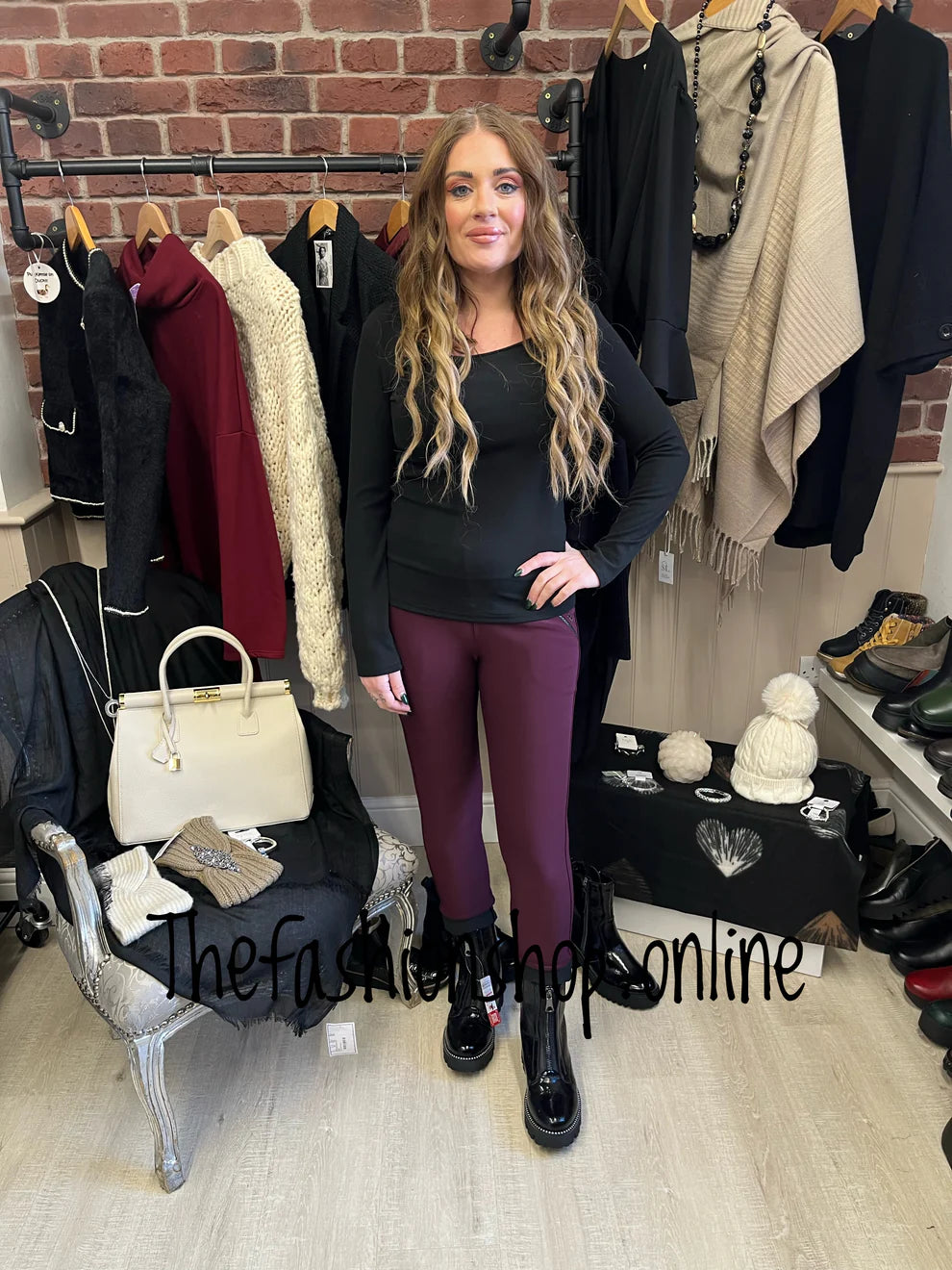 Wine jeggings wonderful fit with pocket detail sizes 8-22