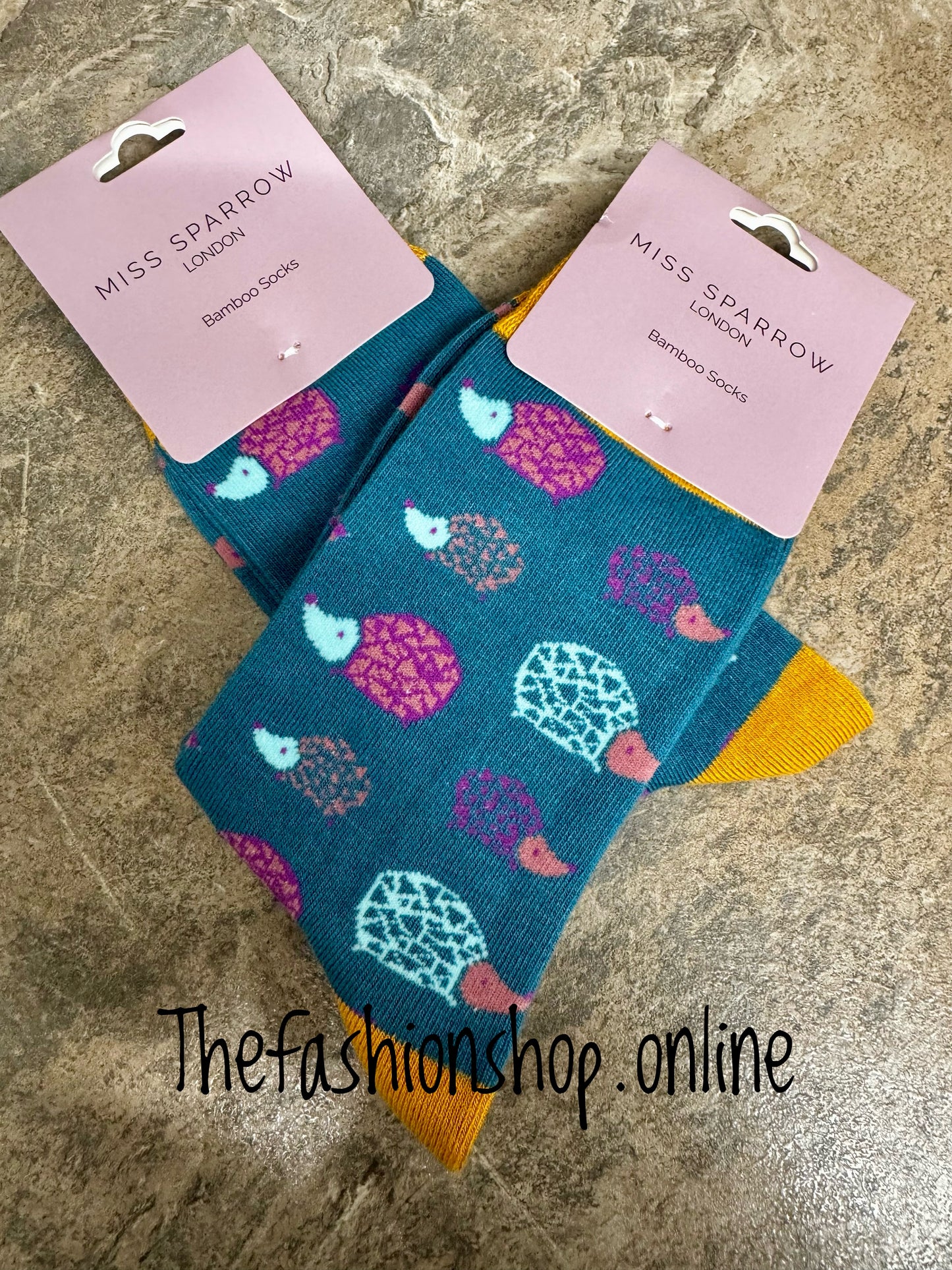 Miss Sparrow Teal Hedgehogs Bamboo socks 3-7