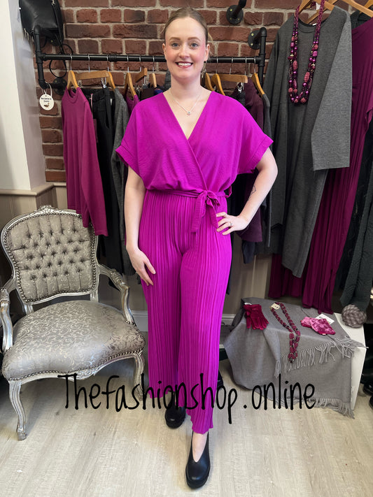 Magenta pleated jumpsuit 10-16