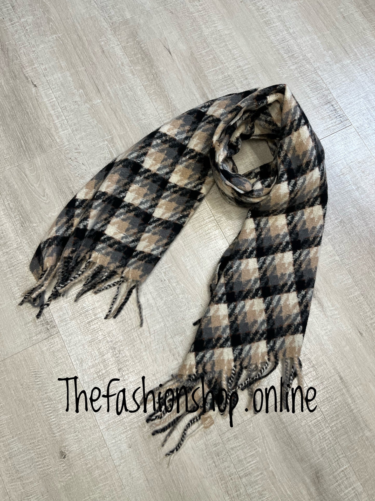 Red Cuckoo black and grey dogtooth scarf