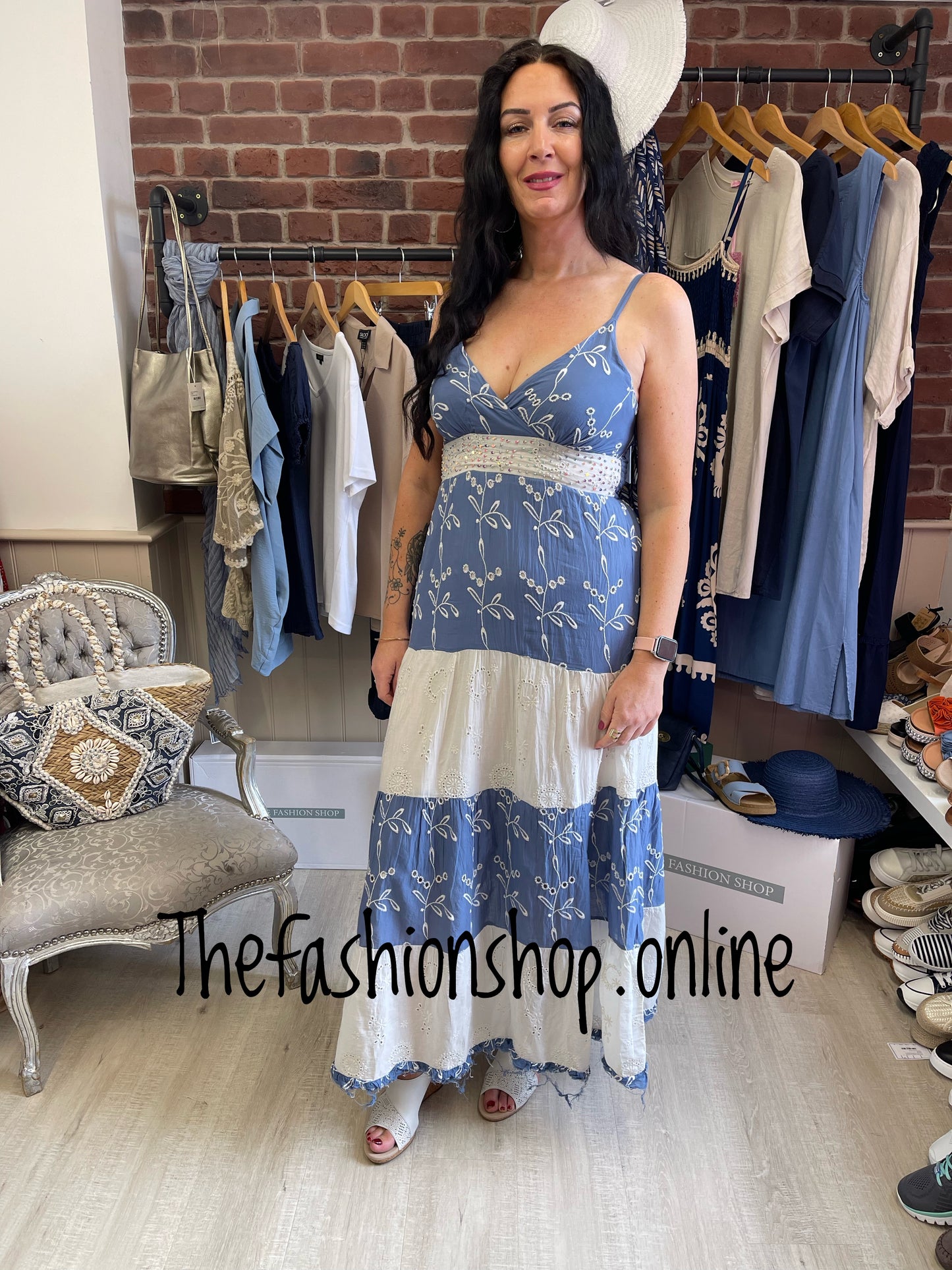 Embroidered tiered maxi dress sizes 10-16