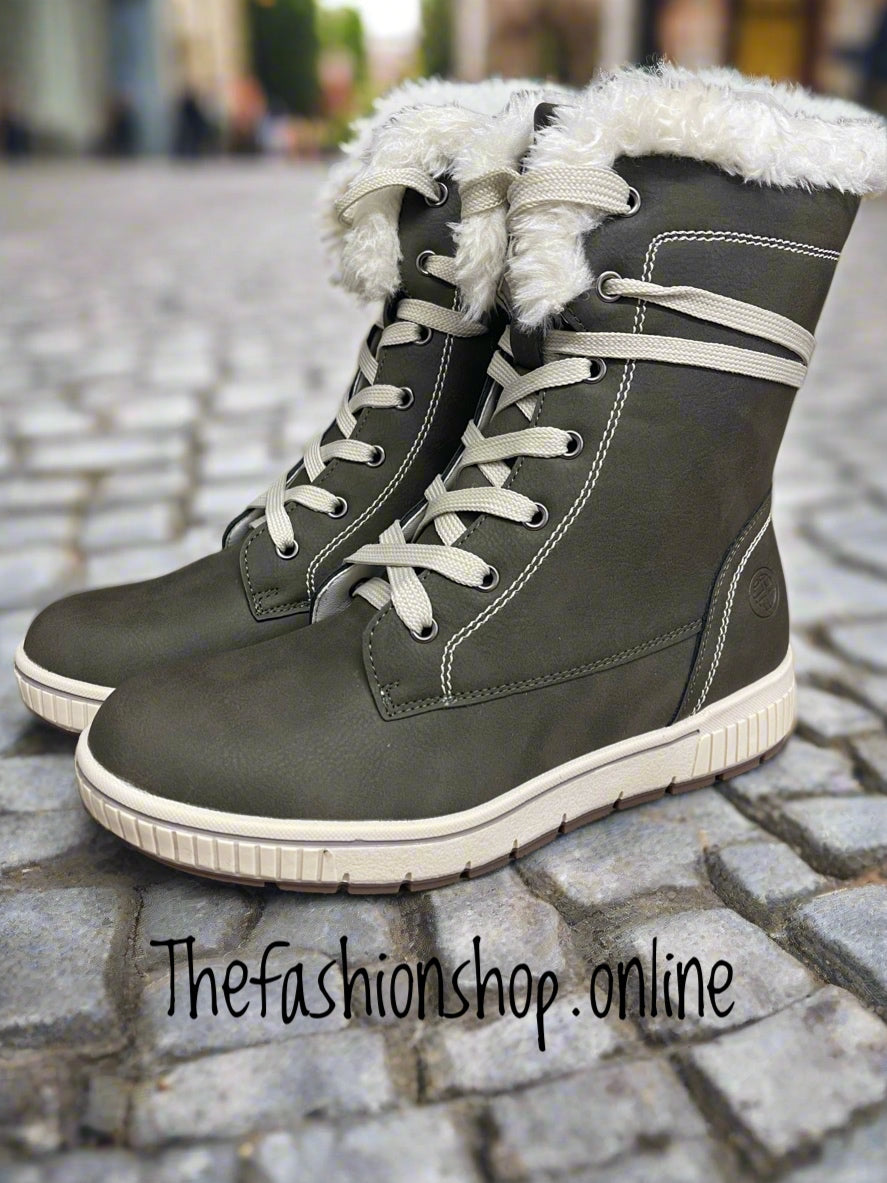 Khaki high top winter boots sizes 3-8