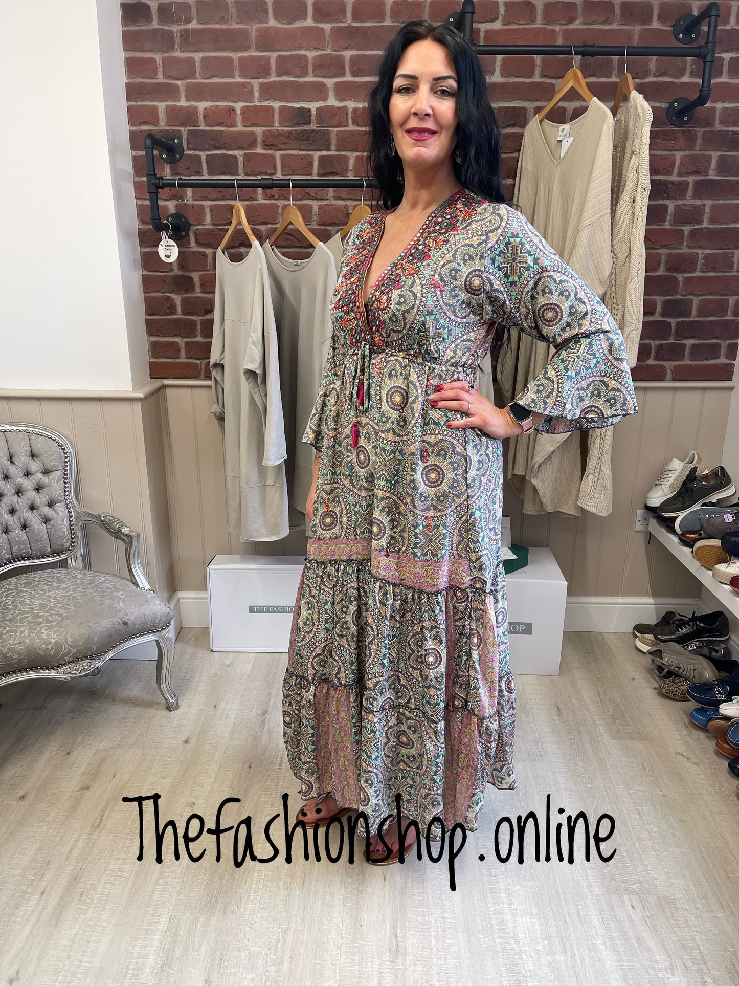 Silk mix paisley boho dress in 4 colours 8-16