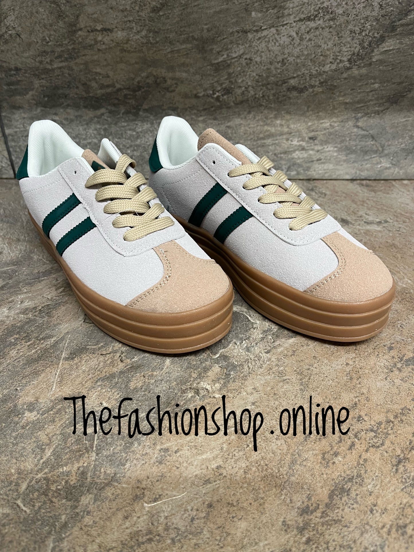 Dolly beige and green platform trainers sizes 3-8 (EU 36-41)