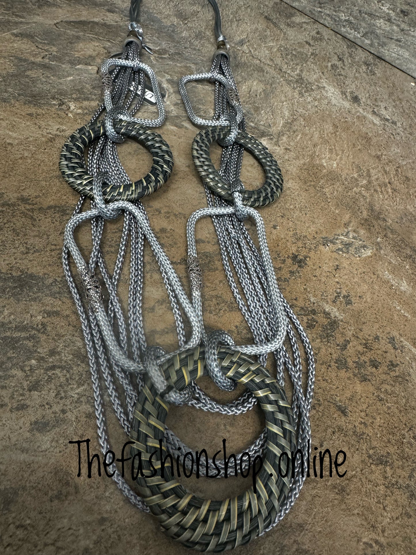 Sarah Tempest grey rope and links necklace