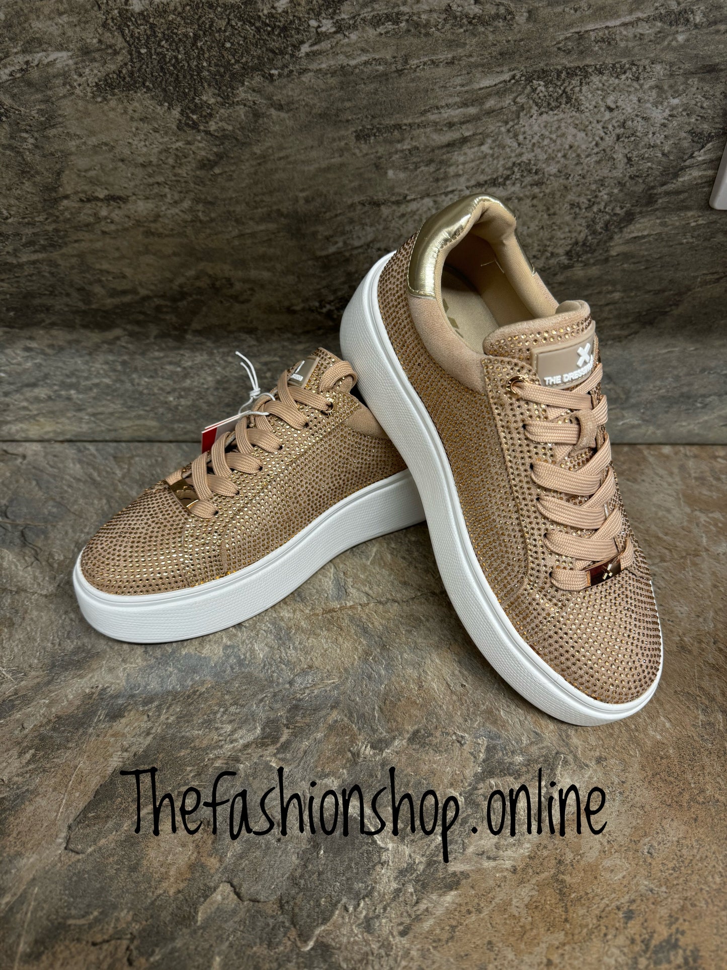 Xti Gold Diamante Detail Trainers sizes 3-7