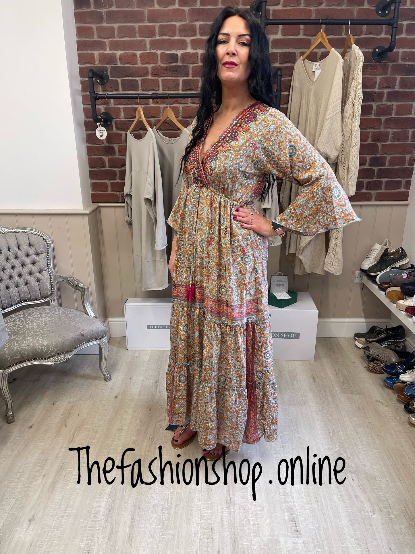 Silk mix paisley boho dress in 4 colours 8-16