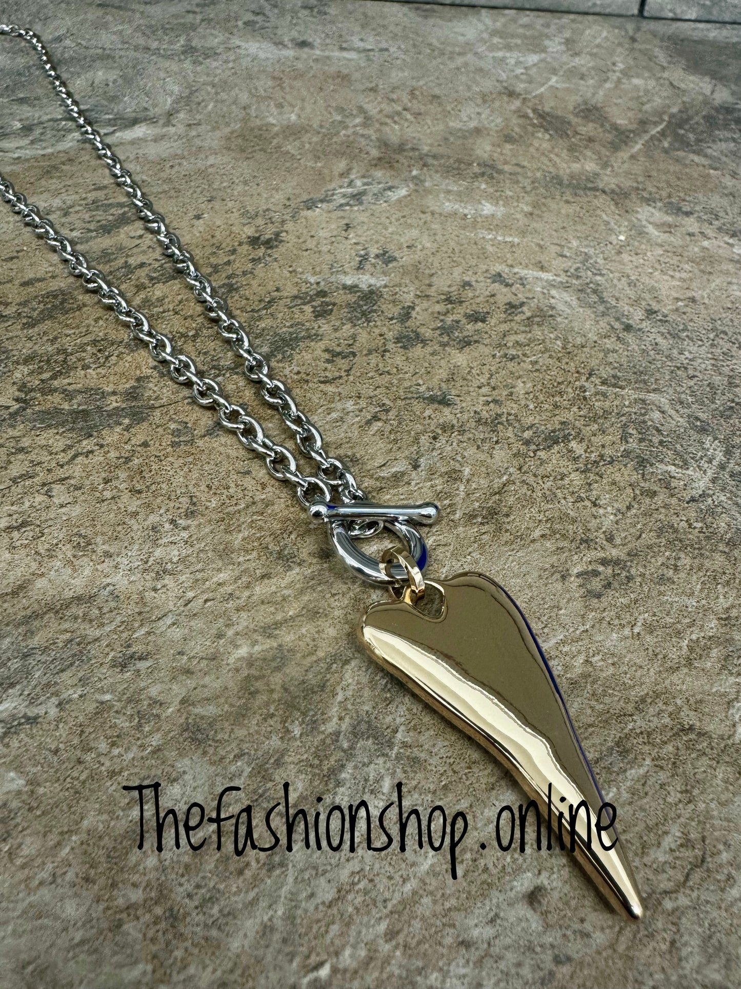 D&X silver plated two tone shaped heart necklace