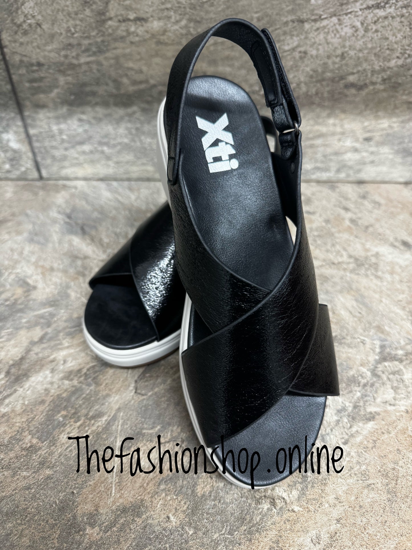 XTI Black Criss Cross Sandals sizes 3-7