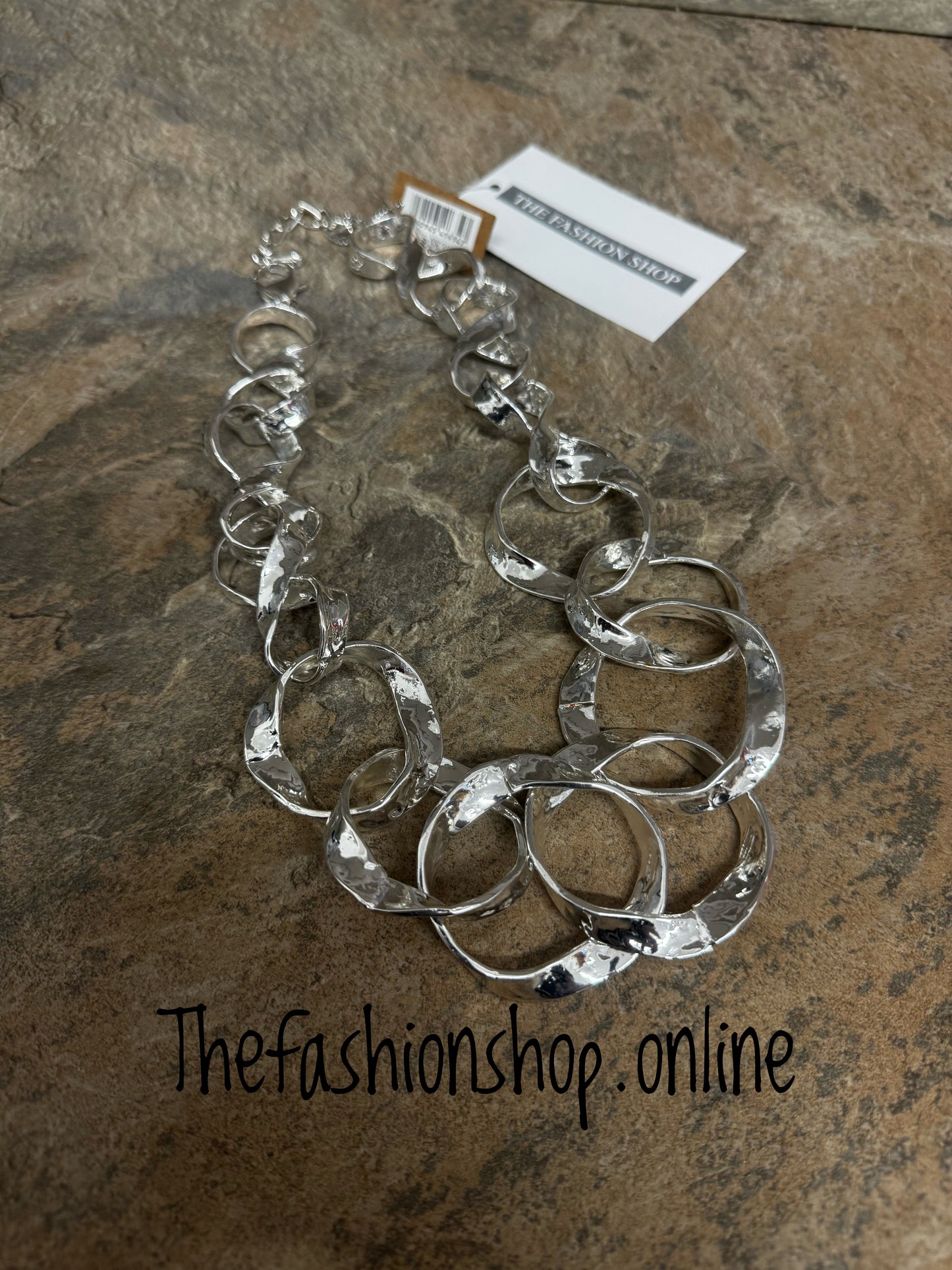 Chunky Silver Linked Necklace