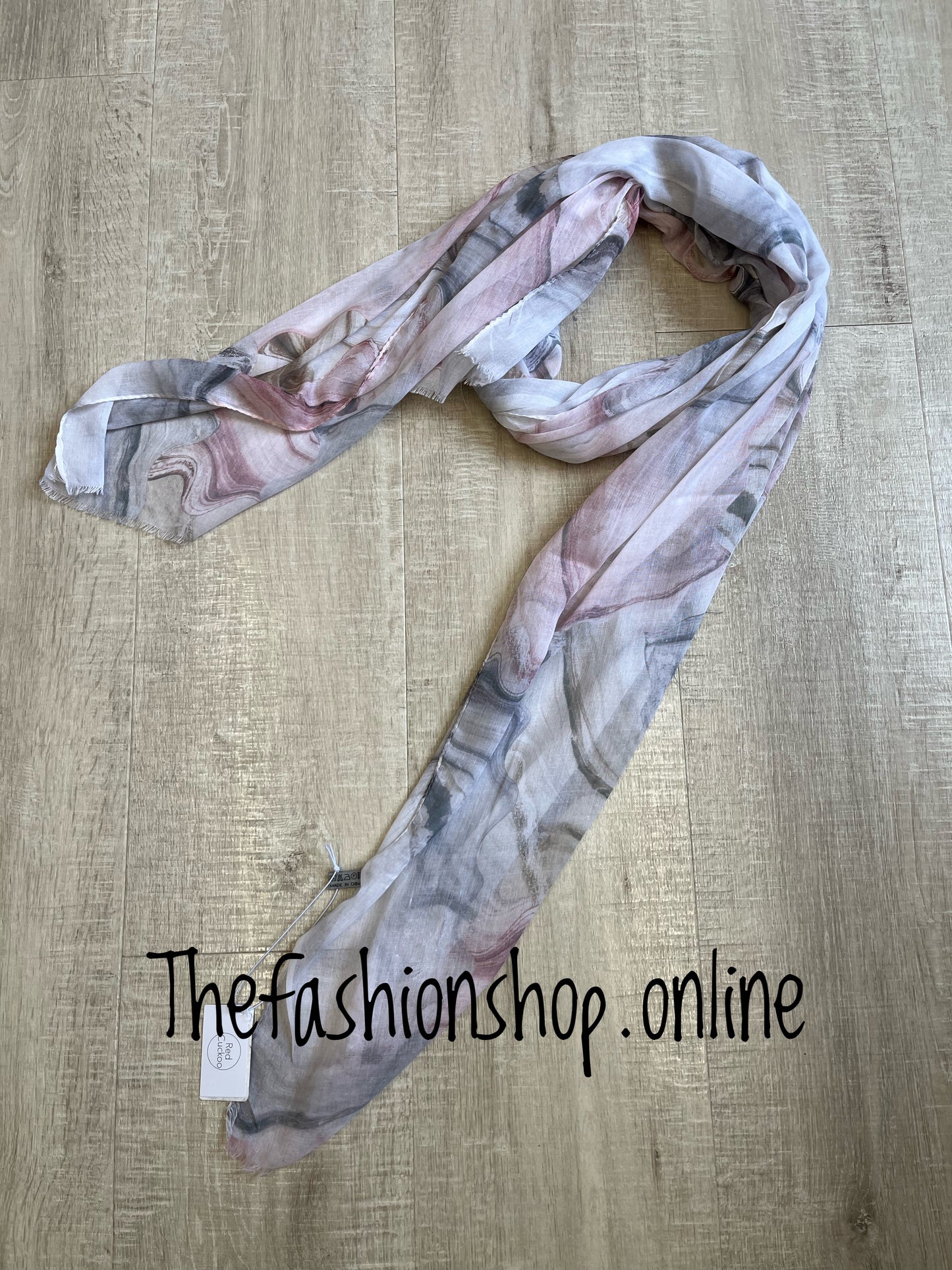 Red Cuckoo Pink and grey marble scarf