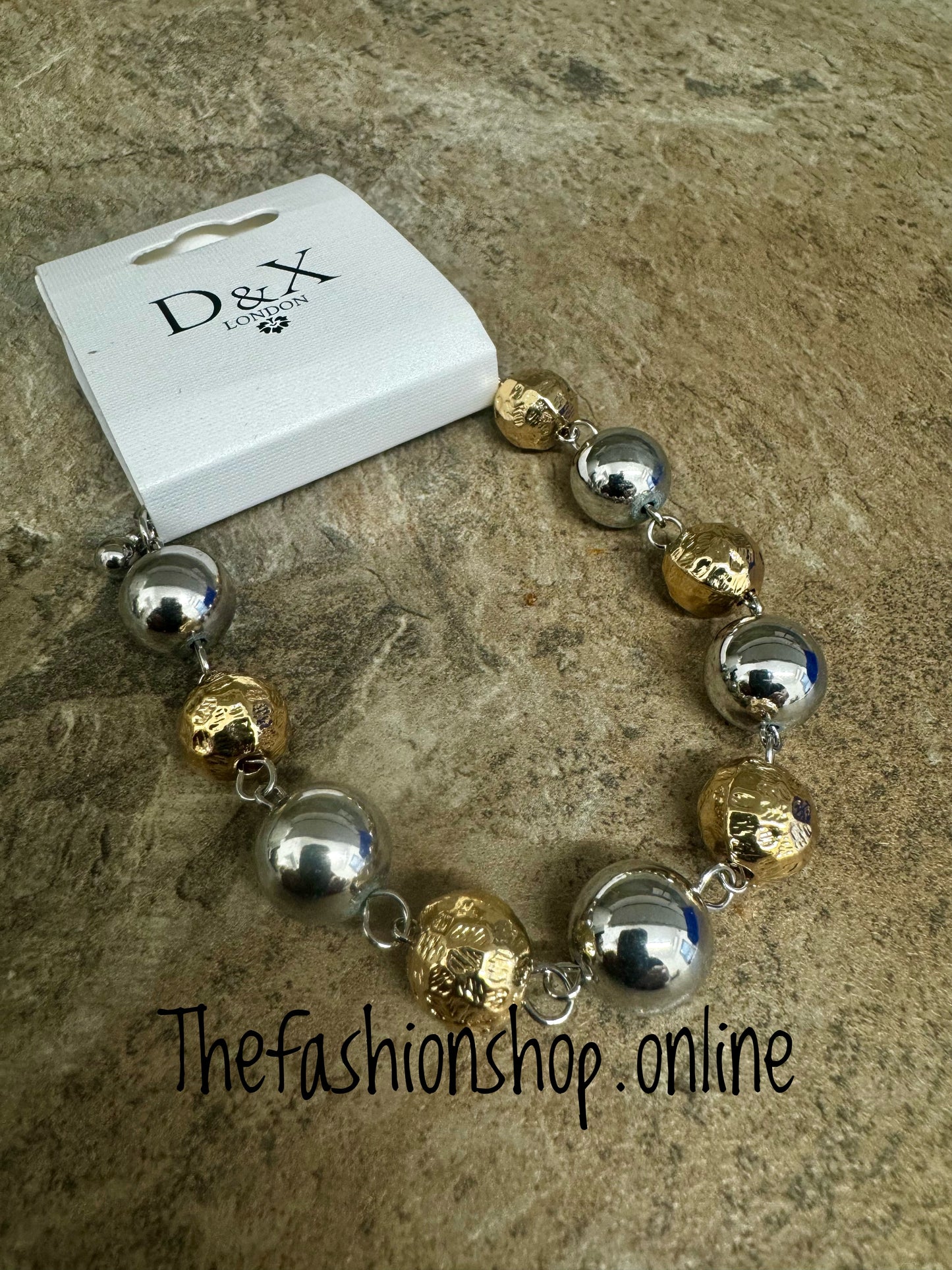 D&X silver plated two tone ball bracelet