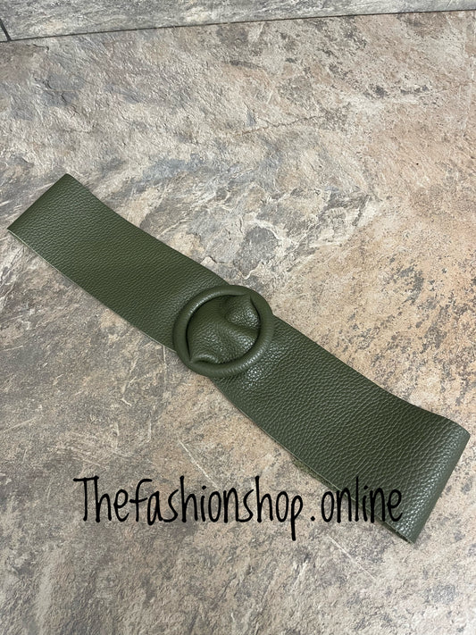 Khaki leather belt