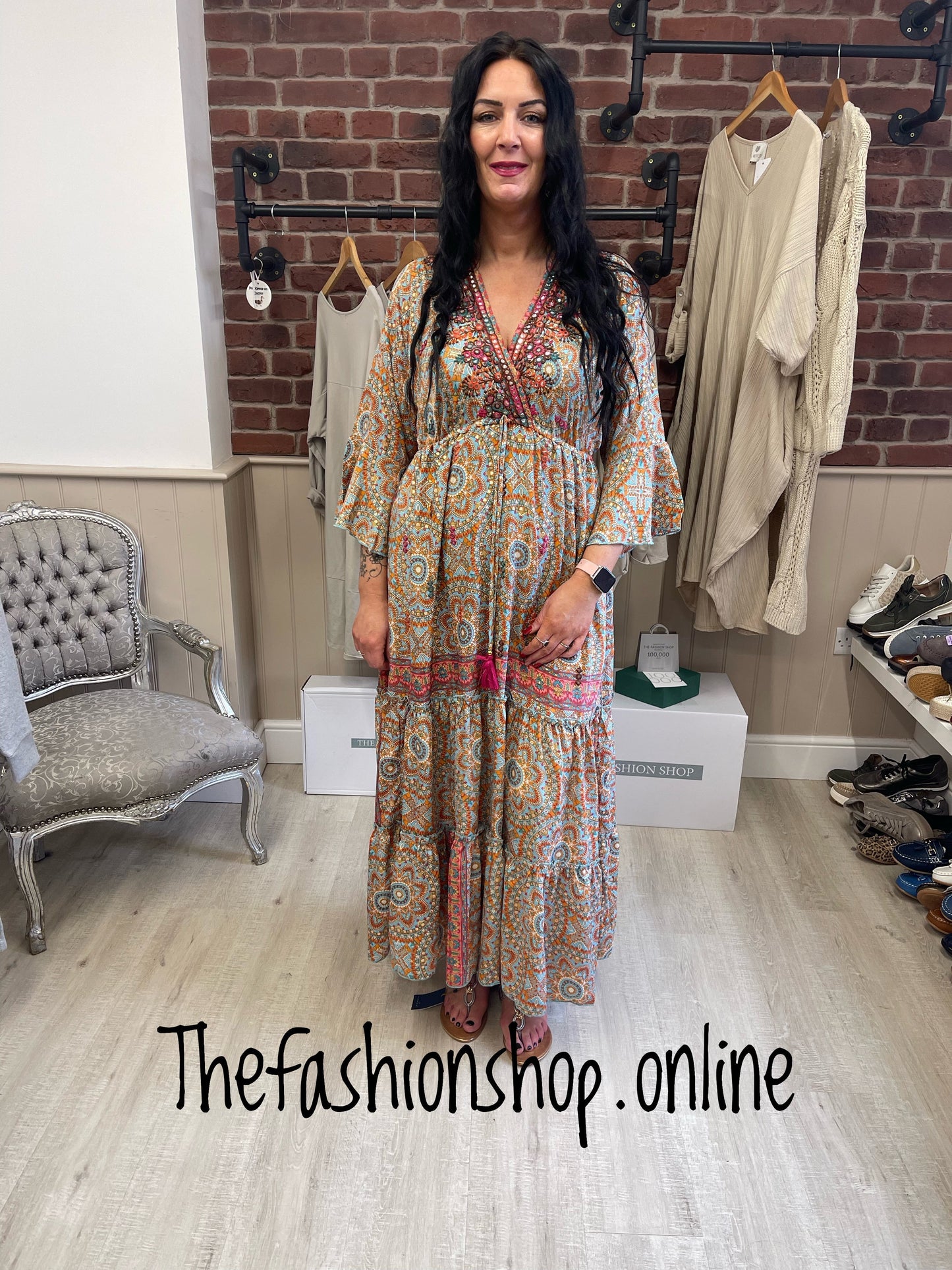 Silk mix paisley boho dress in 4 colours 8-16