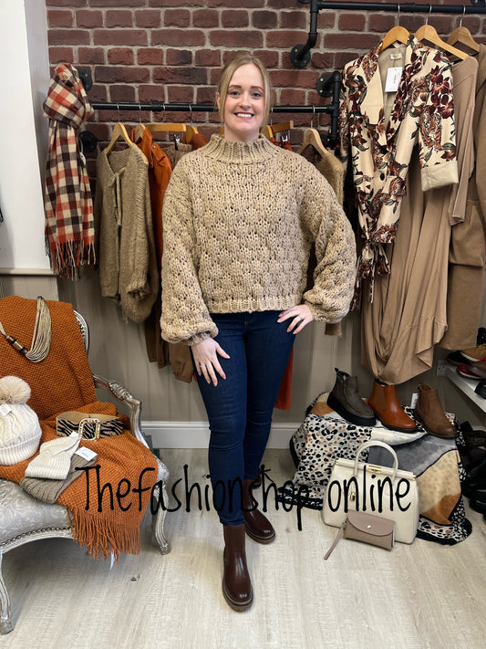 Mocha chunky knitted jumper 8-16