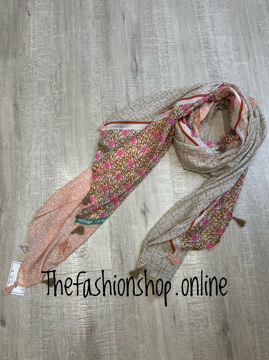 Colourful antique floral scarf
