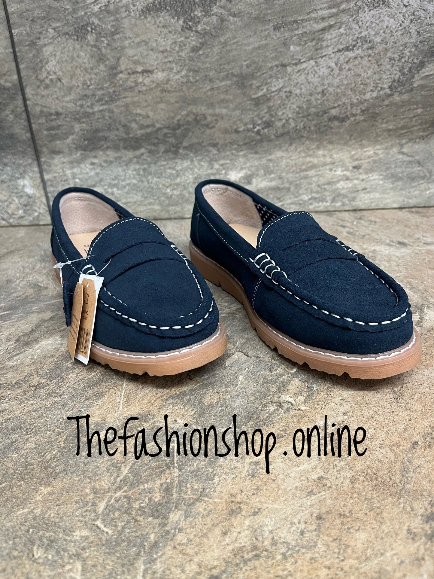 Jo & Joe navy Shore suede loafer sizes 4-8 (37-41)