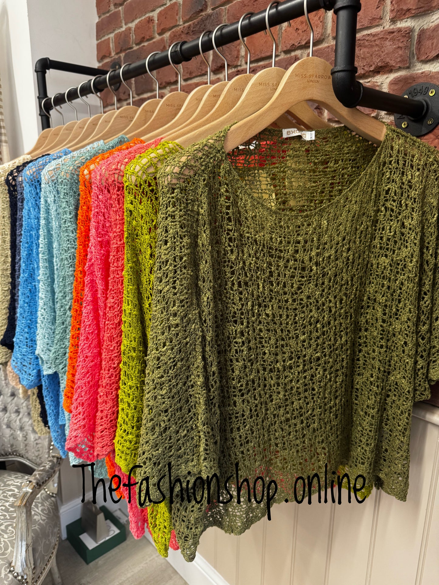 Khaki popcorn open knit top 10-20