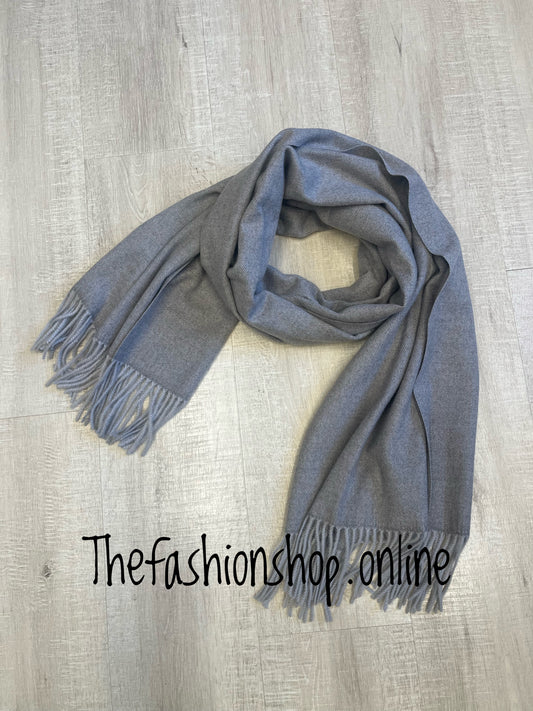 Grey soft tassel scarf