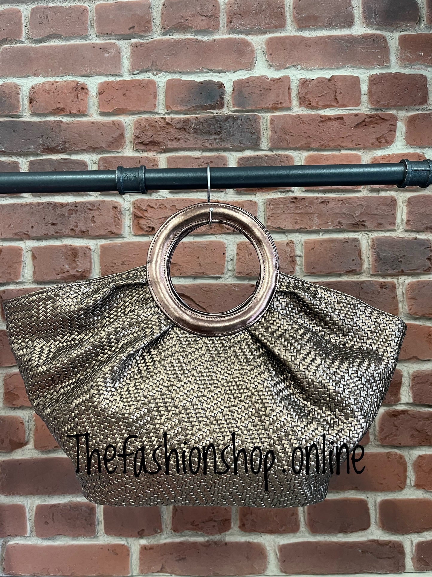 Bronze woven shopper bag